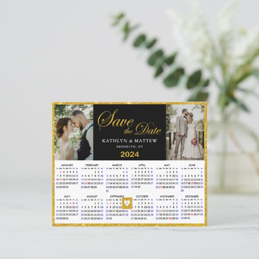Budget Elegant Script 2024 Kalender Save the Date (Stehend Vorderseite)