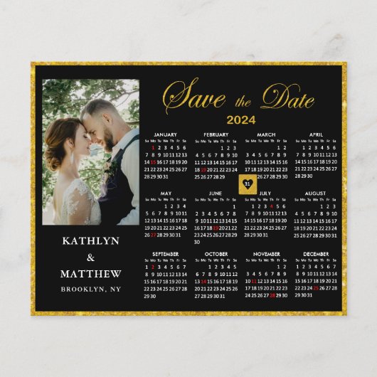 Budget Elegant Script 2024 Kalender Save the Date Flyer (Vorne)