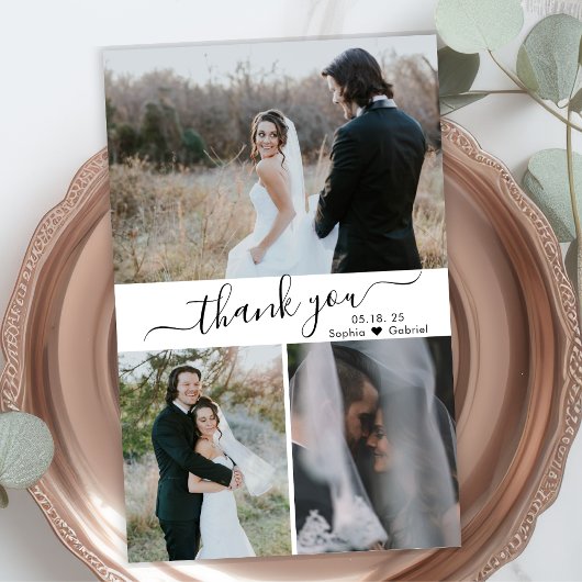 Budget Elegant Script Collage Wedding Thank You Fl Flyer