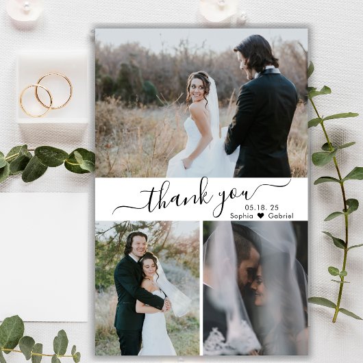 Budget Elegant Script Collage Wedding Thank You Fl Flyer