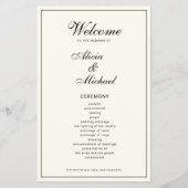 Budget elegant simple black ivory wedding program flyer (Vorne)