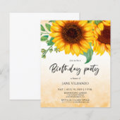 Budget Elegant Sunflower Birthday Party Invitation (Vorne/Hinten)