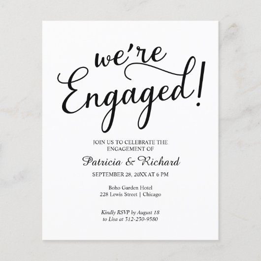 Budget Elegant Wir sind Verlobte Engagement-Partei (Vorderseite)