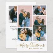 Budget Elegante 5 Foto Collage Weihnachtskarte (Vorne/Hinten)