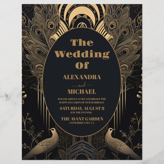 Budget Elegante Art-Déco-Hochzeit Flyer (Vorne)