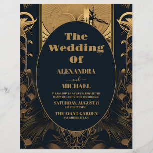 Budget Elegante Art-Déco-Hochzeit Flyer
