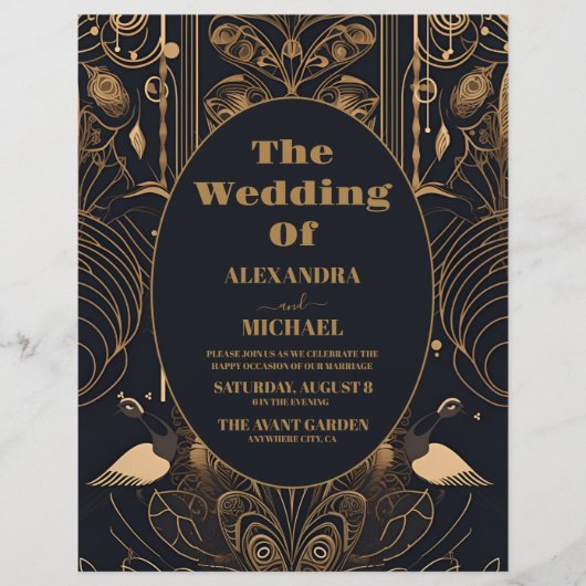 Budget Elegante Art-Déco-Hochzeit Flyer (Vorne)