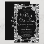 Budget Elegante Black Floral Hochzeitsfeier (Vorne/Hinten)