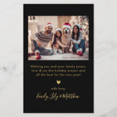 Budget Elegante Black Gold 5 Foto Weihnachtskarte (Rückseite)