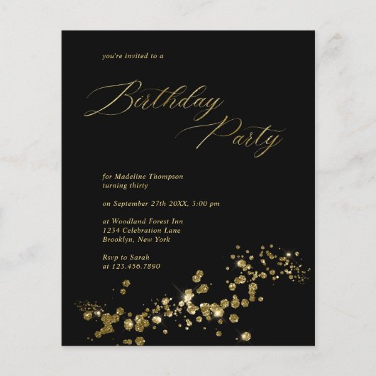 BUDGET Elegante Black Gold Confetti Erwachsene Geb (Vorderseite)