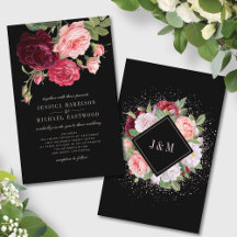 Budget Elegante Black Rose Einladung Hochzeit