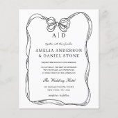 Budget Elegante Black & White Bow Einladung (Vorderseite)
