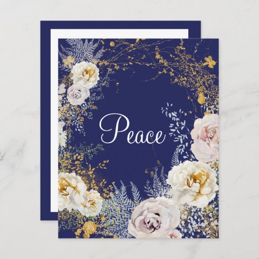 Budget Elegante Blues Peace Chrismas Card (Vorne/Hinten)