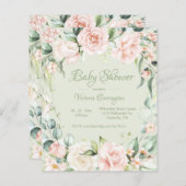 Budget Elegante Blumendusche Einladung (Vorne/Hinten)