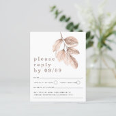 Budget Elegante Blush Blätter Hochzeit RSVP (Stehend Vorderseite)