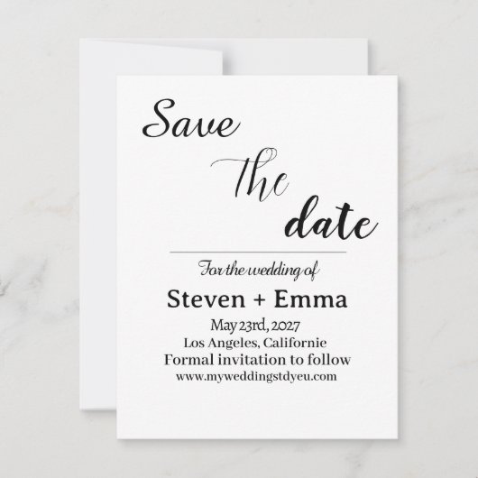 Budget elegante Boho Wedding Save the Date (Vorderseite)