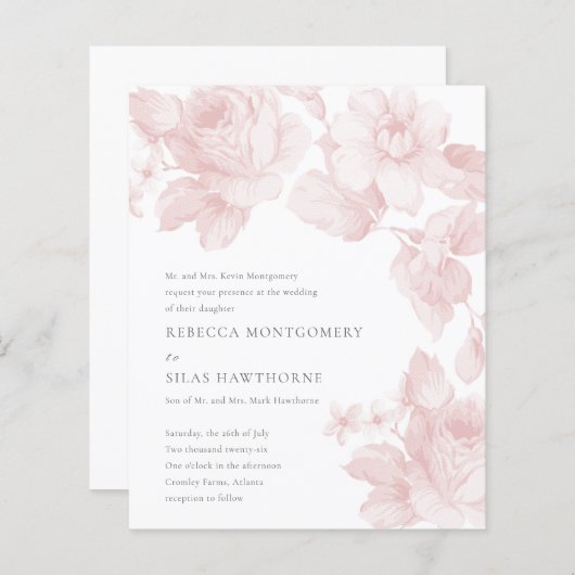 Budget Elegante Botanische Blumenzwiebeleinladung (Vorne/Hinten)