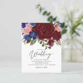 BUDGET Elegante Burgundy Blue Floral Wedding Einla (Stehend Vorderseite)