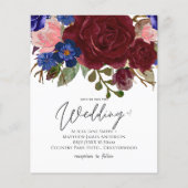 BUDGET Elegante Burgundy Blue Floral Wedding Einla (Vorderseite)