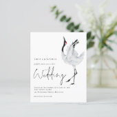 Budget Elegante Crane Hochzeit Einladung (Stehend Vorderseite)