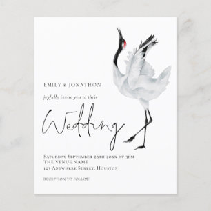 Budget Elegante Crane Hochzeit Einladung