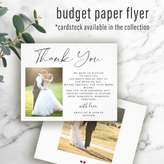 Budget elegante Drehbuch Foto Hochzeit danke Flyer