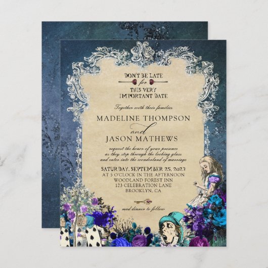 Budget Elegante Dunkle Alice im Wunderland Hochzei (Vorne/Hinten)