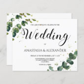 BUDGET/Elegante einfache Hochzeitseinladung. (Vorne/Hinten)