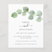 Budget Elegante Eukalyptus-Blätter Save the Date (Vorderseite)