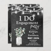 BUDGET Elegante Eukalyptus I DO Party Einladung (Vorne/Hinten)