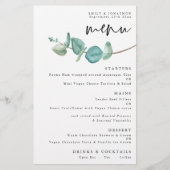 Budget Elegante Eukalyptus Wedding Menu (Vorderseite)