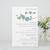 Budget Elegante Eukalyptus Wedding Menu (Stehend Vorderseite)