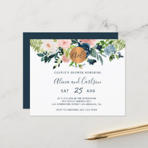 Budget-elegante Floral-Hochzeitseinladung für Paar
