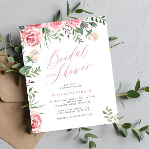 Budget-elegante florale Hochzeitsduscheinladung