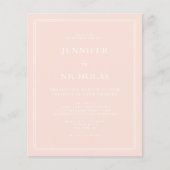 Budget Elegante formale Blush Pink Hochzeit Einlad (Vorderseite)