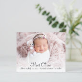 Budget Elegante Foto Baby Birth Ankündigung (Stehend Vorderseite)
