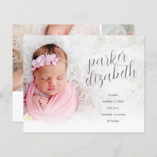 Budget Elegante Foto Collage Geburtserklärung ankü (Vorne/Hinten)