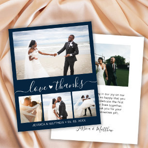 Budget Elegante Foto Navy Hochzeit Dankeschön Kart