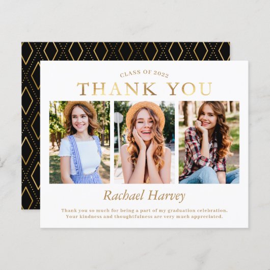 Budget Elegante Gold 3 Foto Abschluss Vielen Dank (Vorne/Hinten)