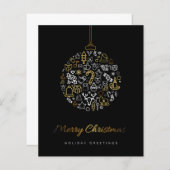 Budget Elegante Gold & Black Merry Weihnachtskarte (Vorne/Hinten)
