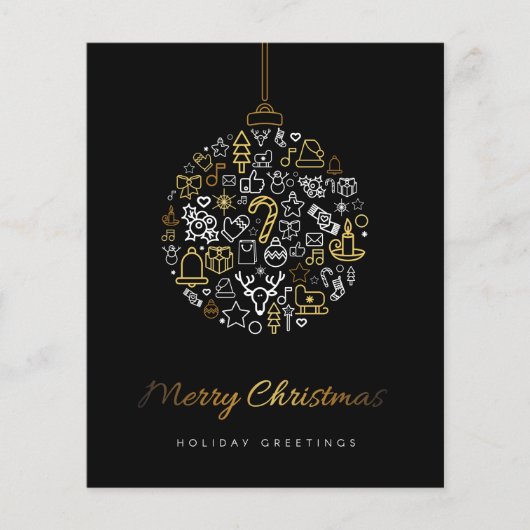 Budget Elegante Gold & Black Merry Weihnachtskarte (Vorderseite)