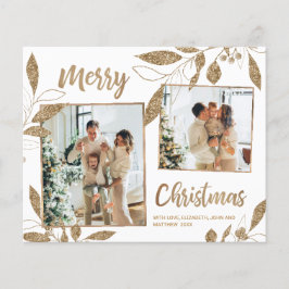 Budget Elegante Gold Blätter 2 Foto Weihnachtskart