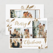 Budget Elegante Gold Blätter Foto Weihnachtskarte (Vorne/Hinten)