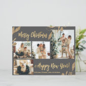 Budget Elegante Gold Blätter Foto Weihnachtskarte (Stehend Vorderseite)