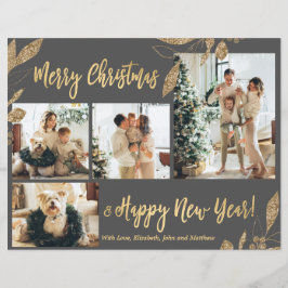 Budget Elegante Gold Blätter Foto Weihnachtskarte