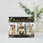Budget Elegante Gold Blätter Foto Weihnachtskarte (Stehend Vorderseite)