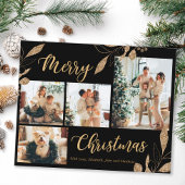 Budget Elegante Gold Blätter Foto Weihnachtskarte