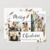 Budget Elegante Gold Blätter Foto Weihnachtskarte (Vorne/Hinten)