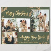 Budget Elegante Gold Blätter Foto Weihnachtskarte (Vorderseite)