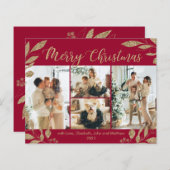 Budget Elegante Gold Burgundy Foto Weihnachtskarte (Vorne/Hinten)